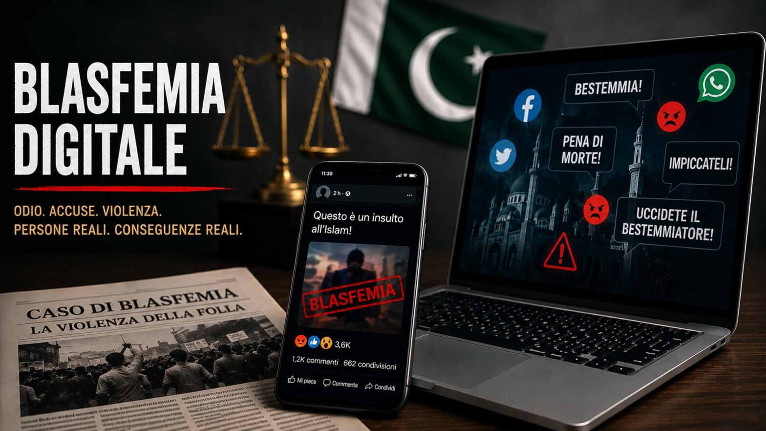 Smartphone con prove digitali in un caso di blasfemia in Pakistan – immagine illustrativa