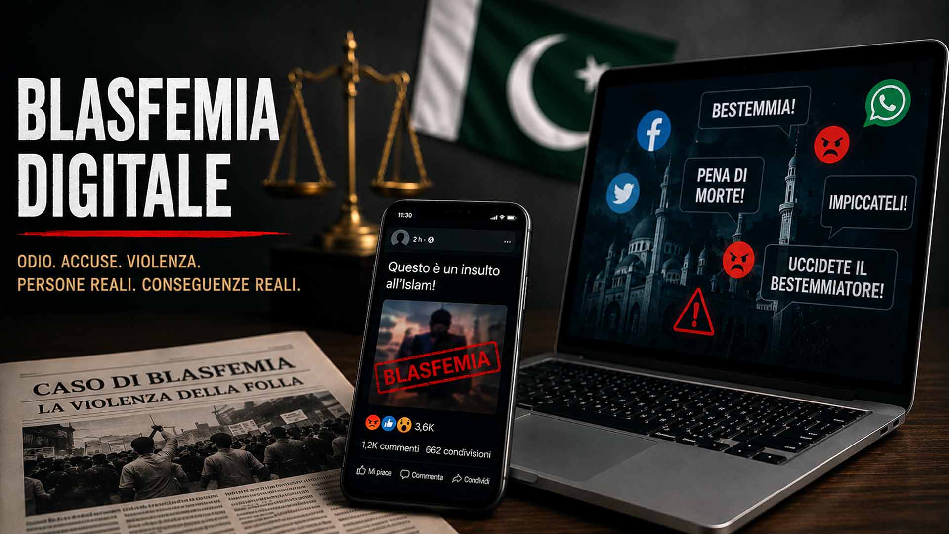 Smartphone con prove digitali in un caso di blasfemia in Pakistan – immagine illustrativa